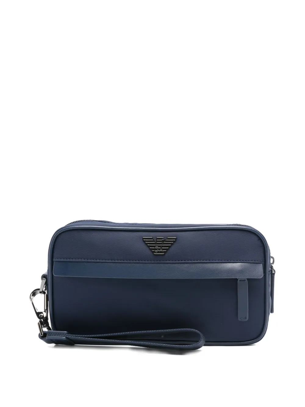 Emporio Armani logo-plaque zip wash bag Blauw