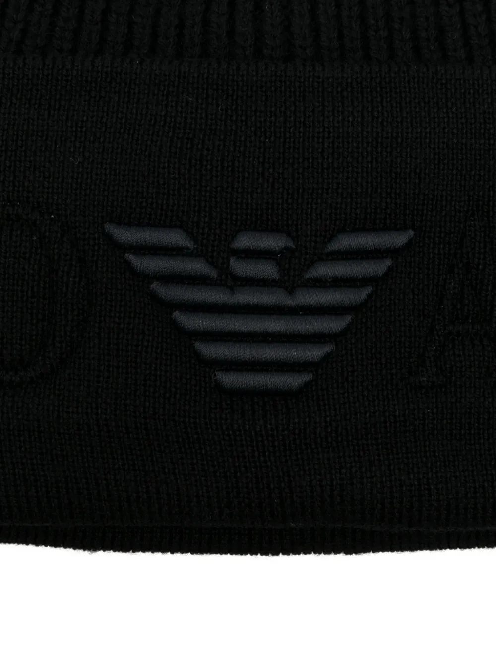 Emporio Armani logo-embroidered ribbed beanie Zwart