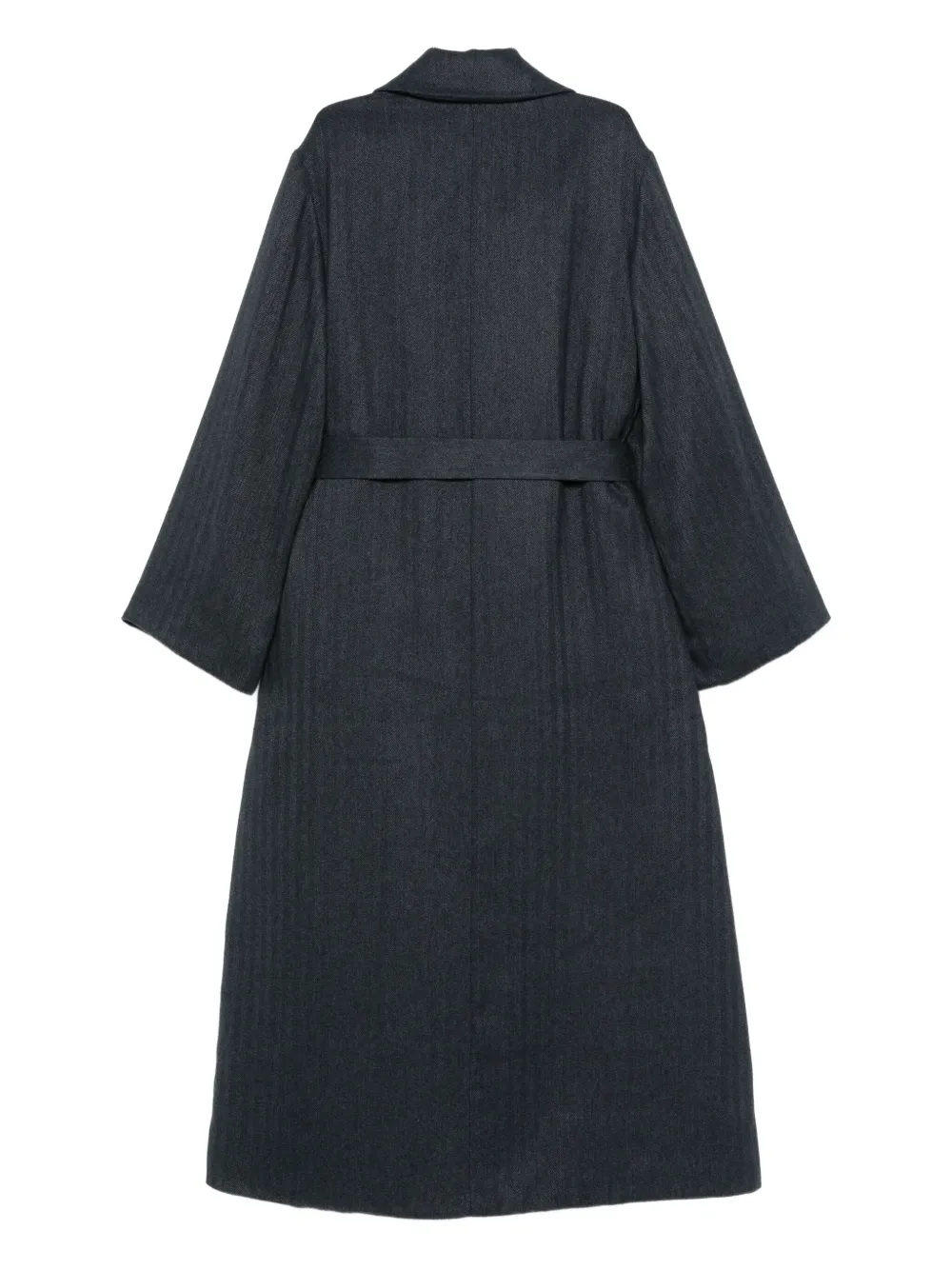 Emporio Armani striped belted double-breasted coat Blauw