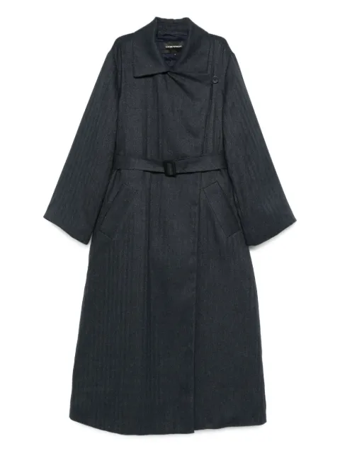 Emporio Armani striped belted double-breasted coat
