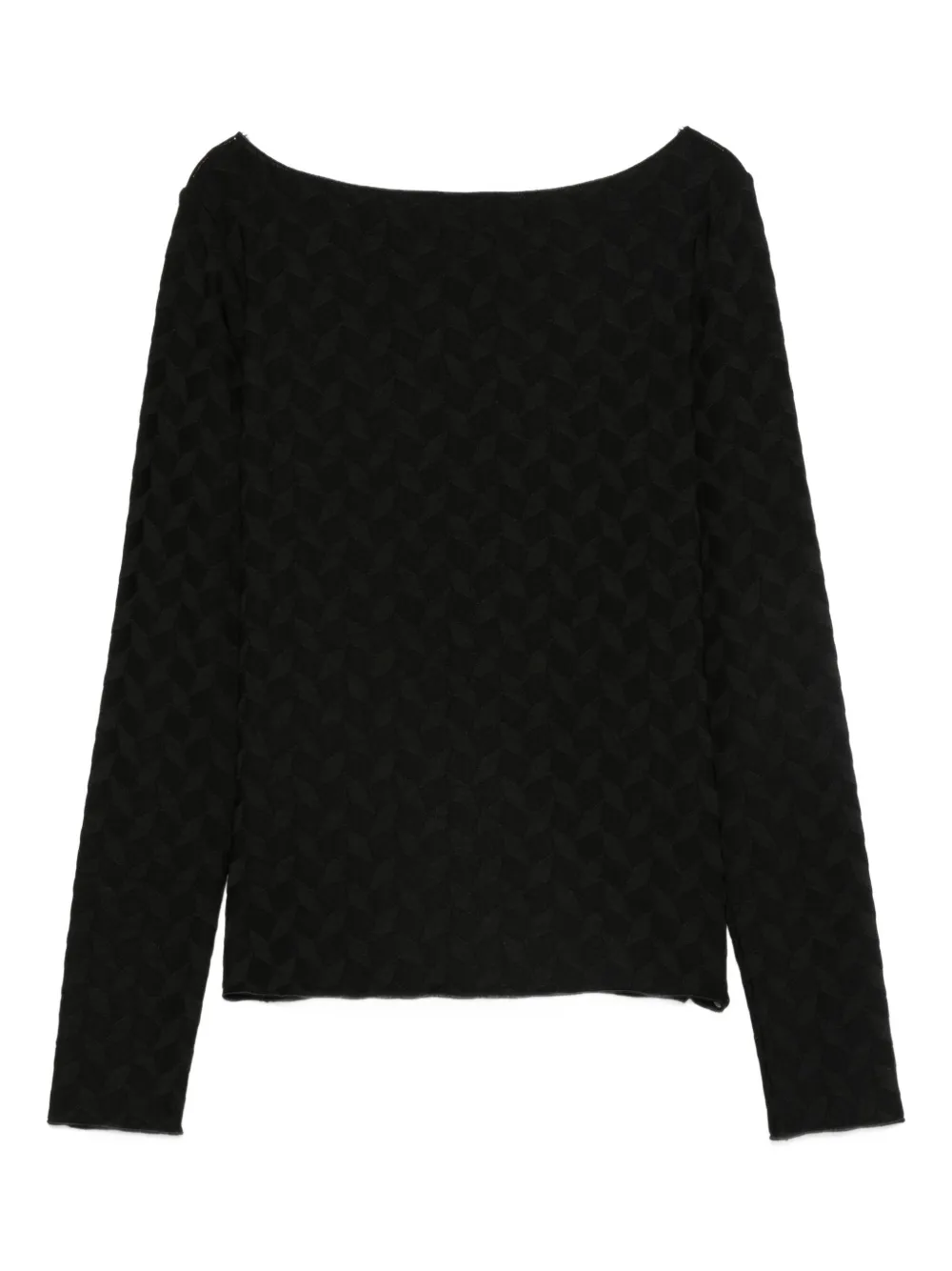 Emporio Armani textured boat-neck sweater Zwart