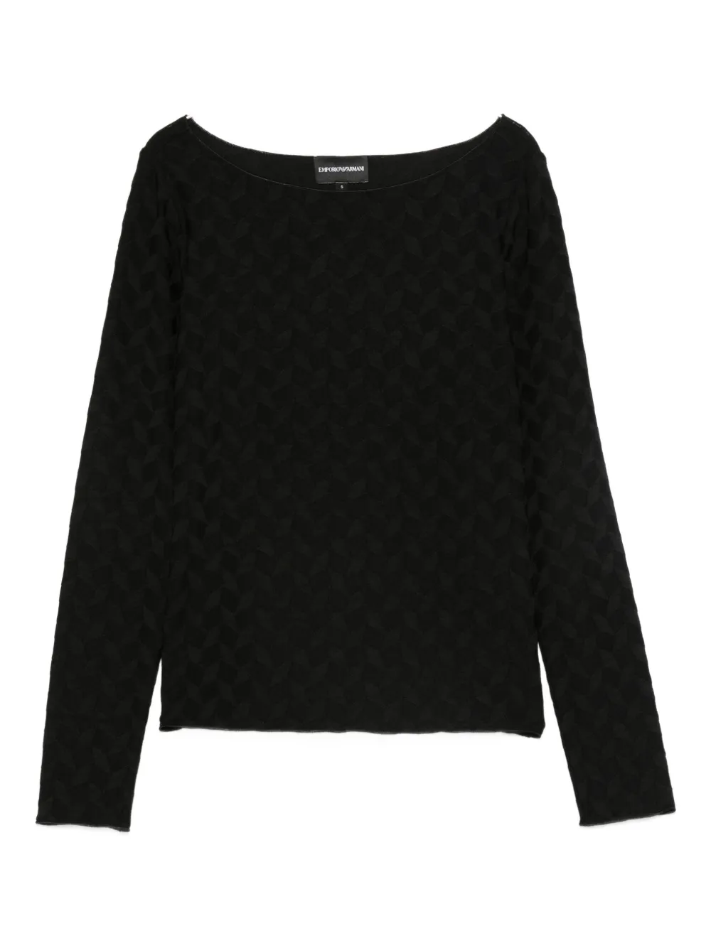 Emporio Armani textured boat-neck sweater Zwart
