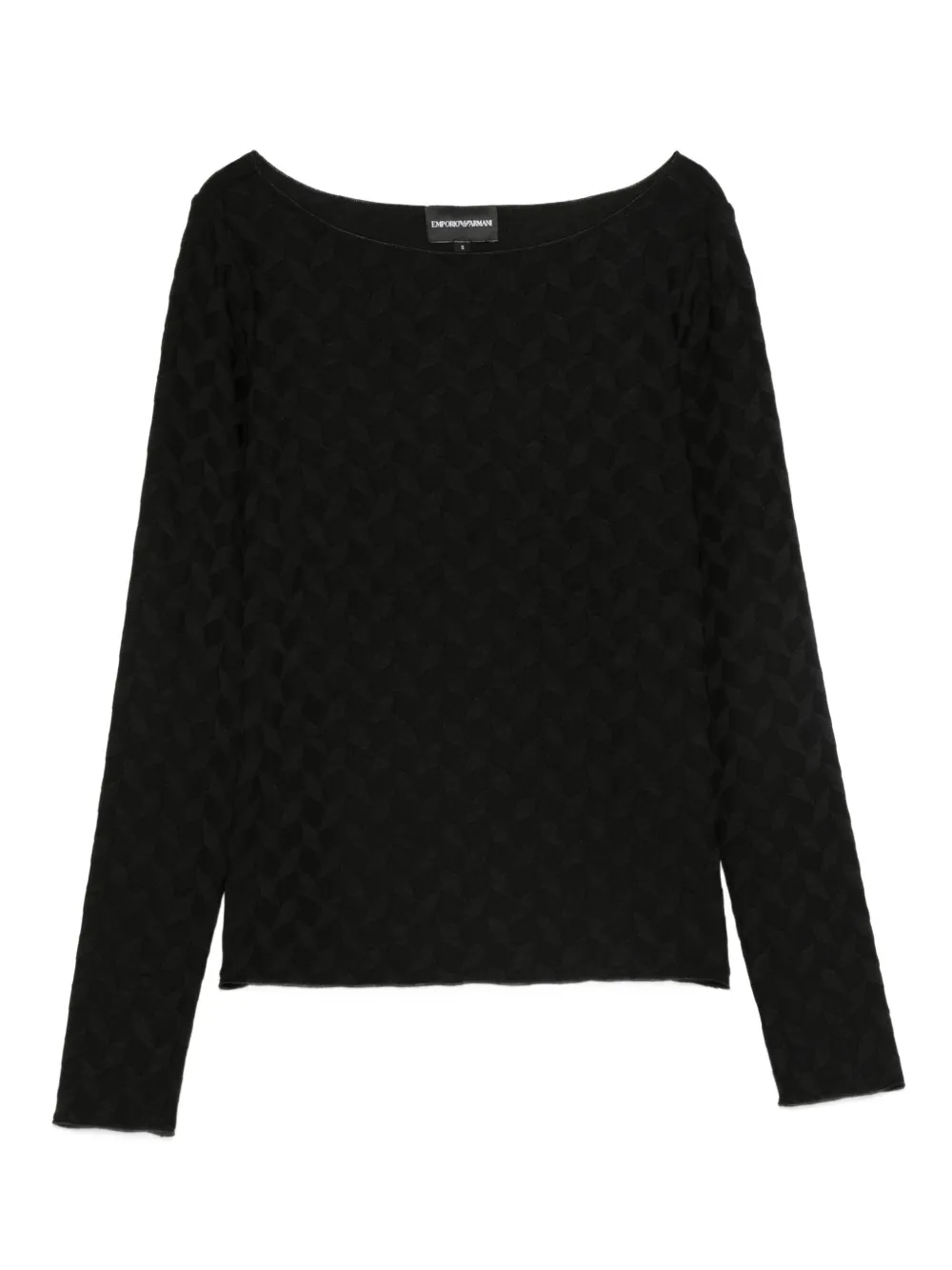 Emporio Armani Sweater met boothals en textuur Zwart