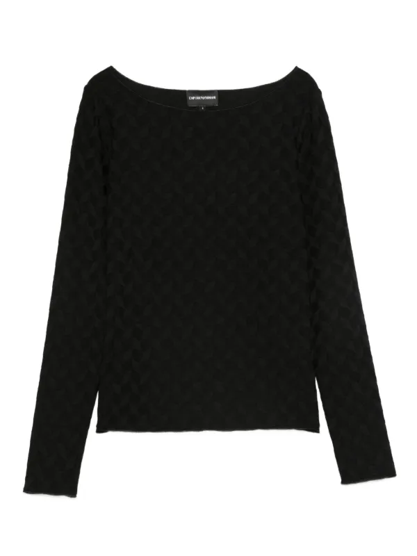 Emporio Armani Textured Boat-neck Sweater in Black