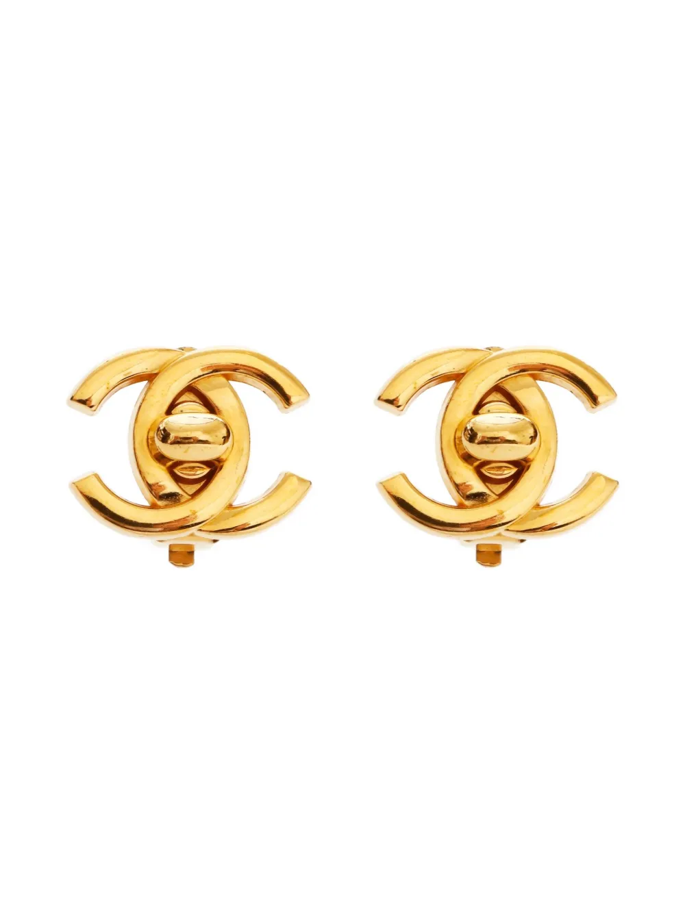 CHANEL Pre-Owned 1995 CC turn-lock clip-on earrings - ゴールドトーン CHANEL Pre-Owned 1995 CC turn-lock clip-on earrings - ゴールドトーン