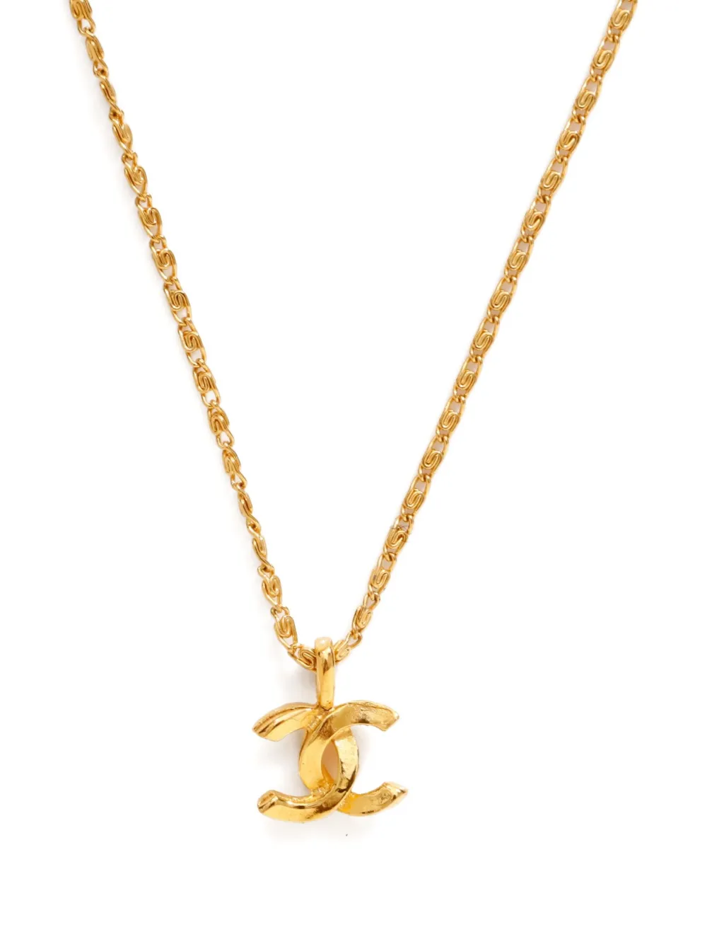 Pre-owned Chanel 1982 Cc-mark Necklace In Gold