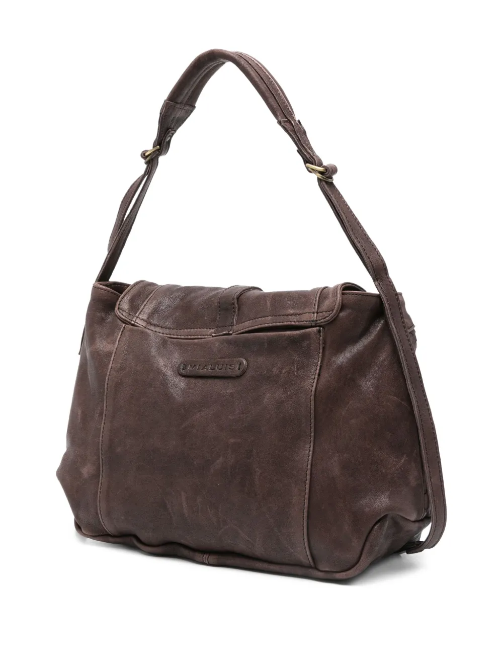 Mialuis Perforated Leather Shoulder Bag In Brown
