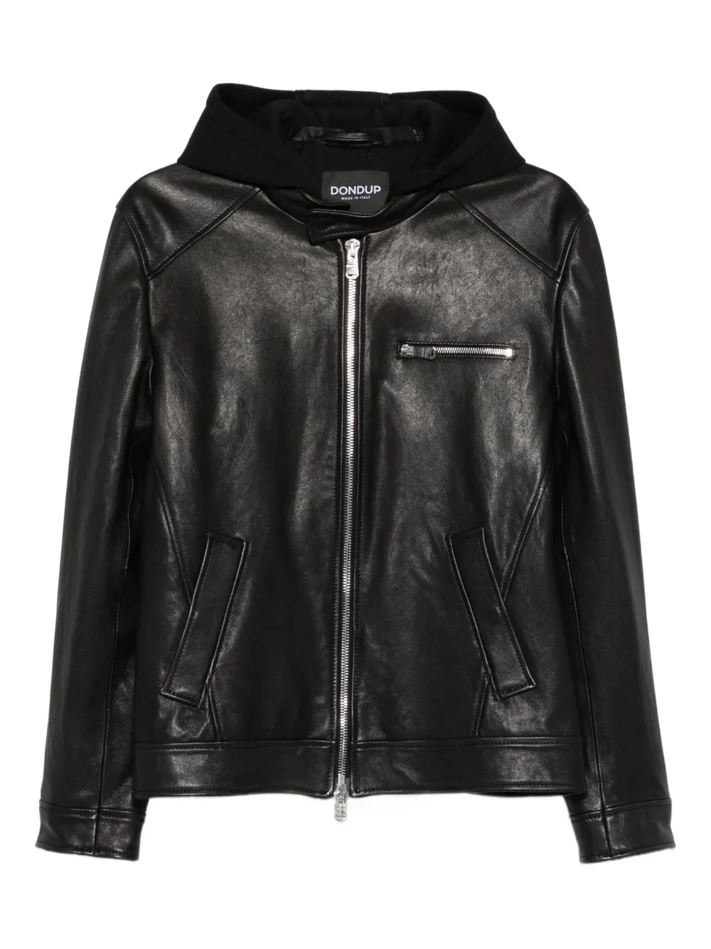 hooded leather jacket