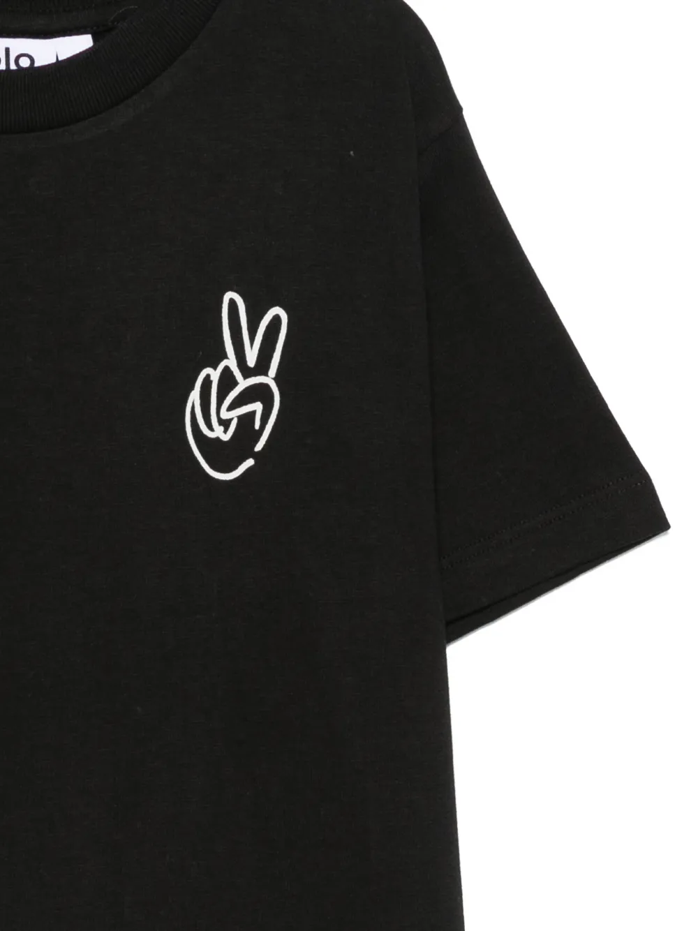 Molo peace-sign organic-cotton T-shirt Zwart