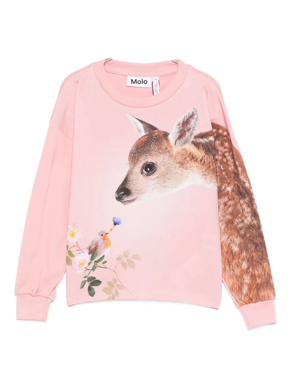 Molo Front-print Crew-neck Sweatshirt In Pink