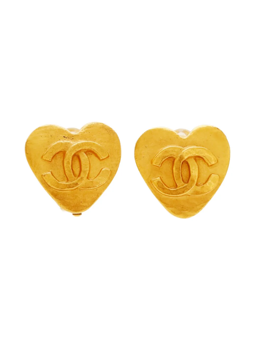CHANEL Pre-Owned 1995 Heart CC-mark clip-on earrings | Gold | Image 1