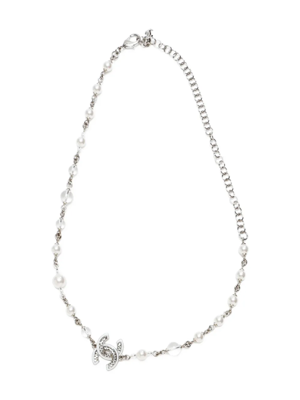 CHANEL Pre-Owned 2025 CC-mark pearl-embellished necklace | Silver | Image 1