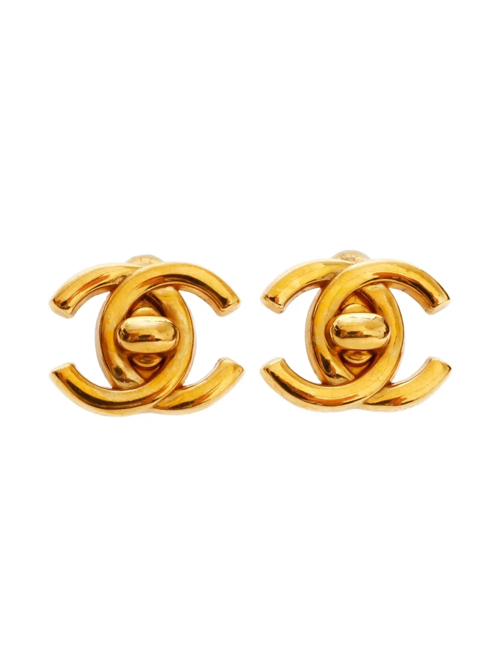 CHANEL Pre-Owned 1996 CC turn-lock clip-on earrings | Gold | Image 1