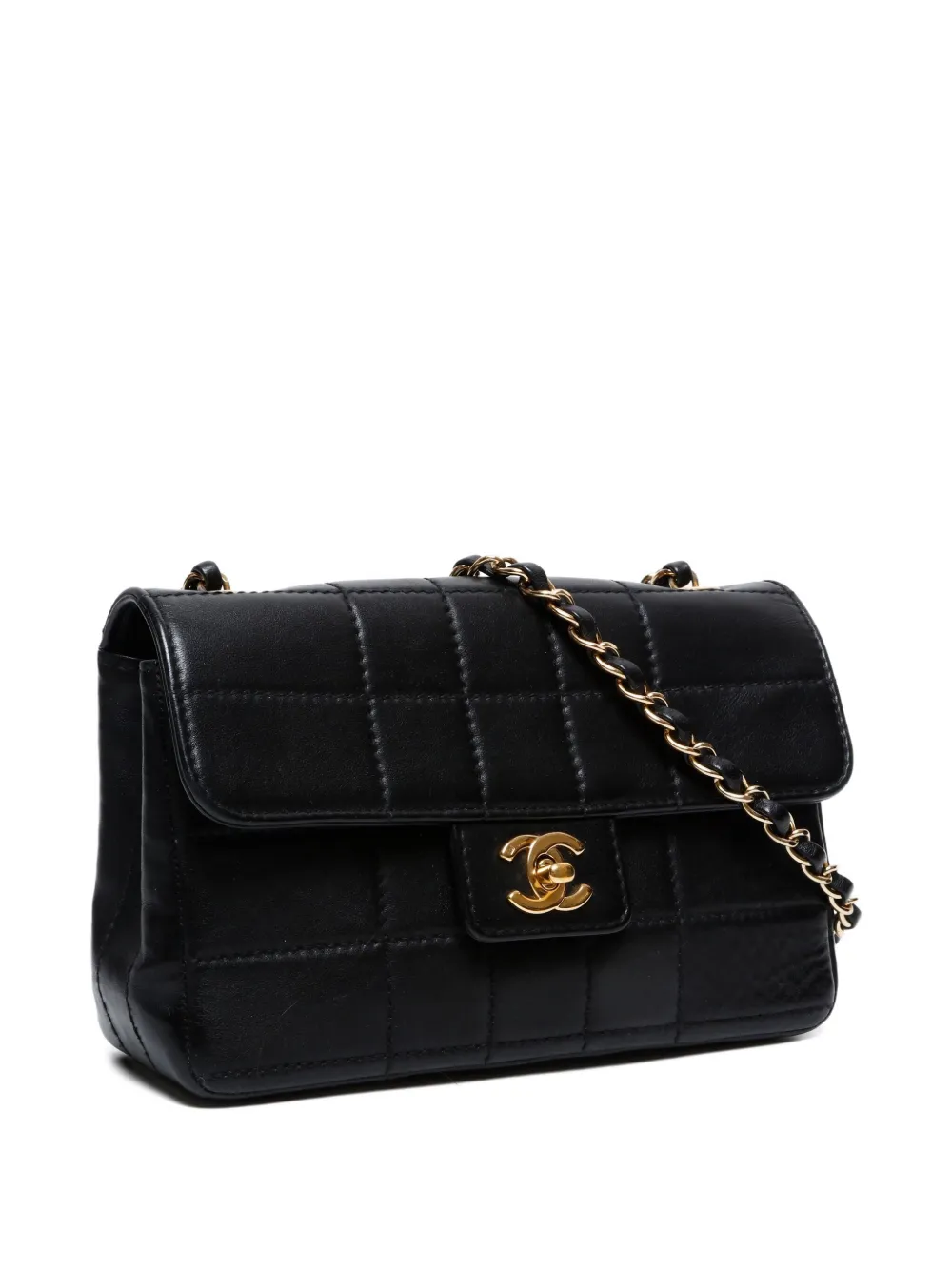 Pre-owned Chanel 2002-2003 Chocolate Bar Shoulder Bag In Black