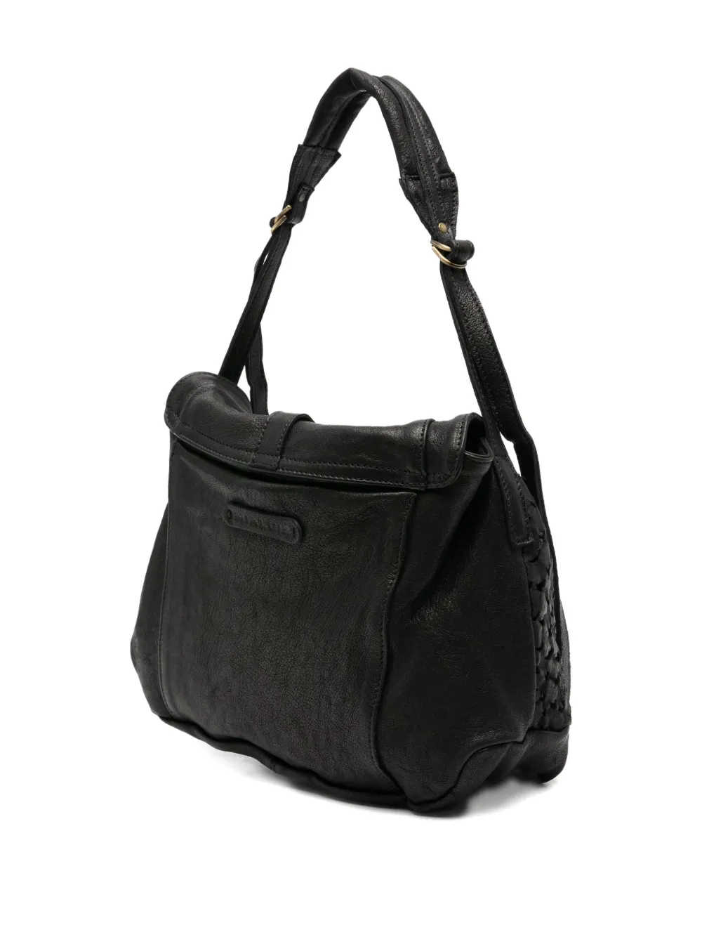 Mialuis Perforated Flap Shoulder Bag In Black