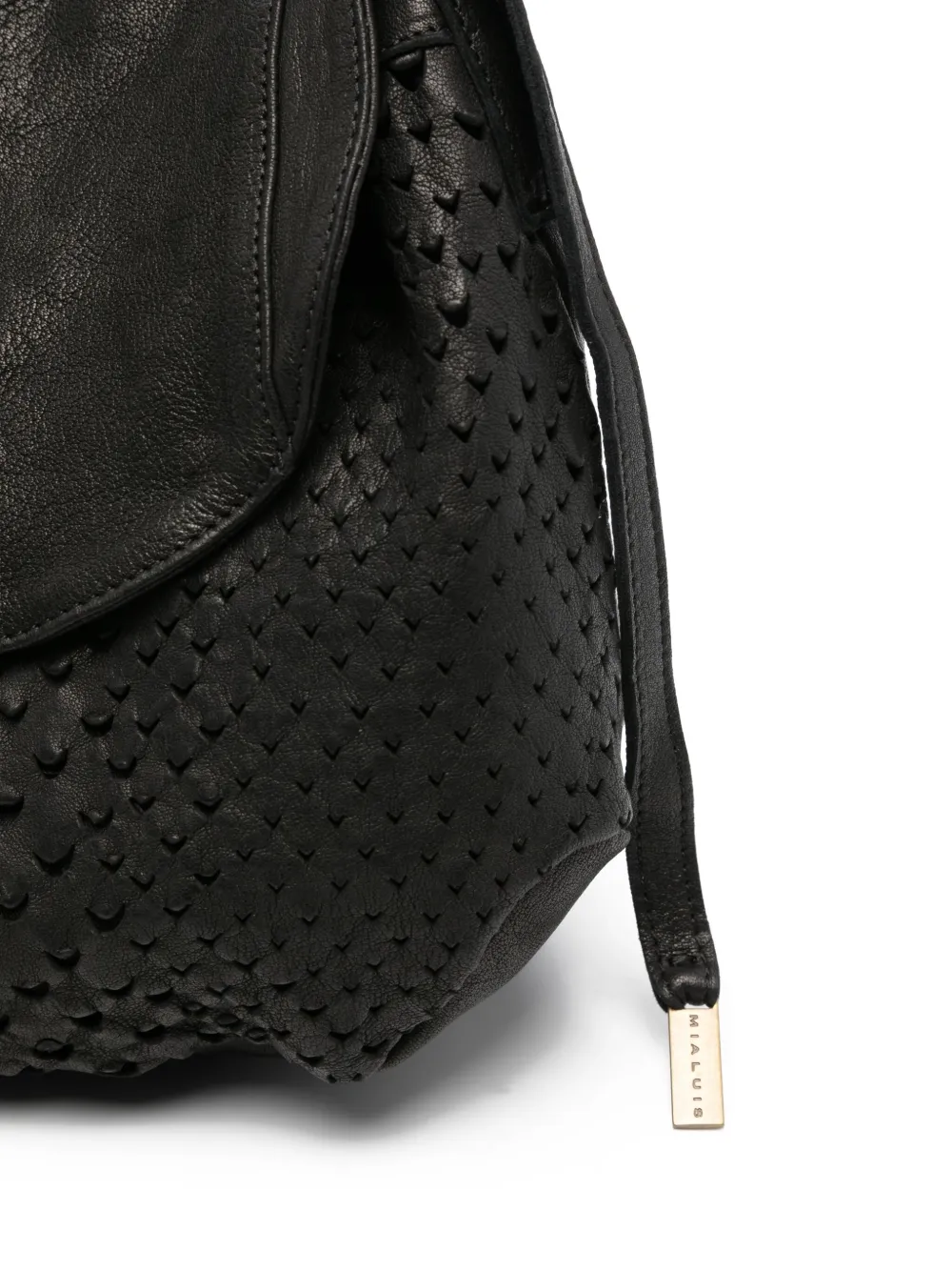 Mialuis Perforated Flap Shoulder Bag In Black