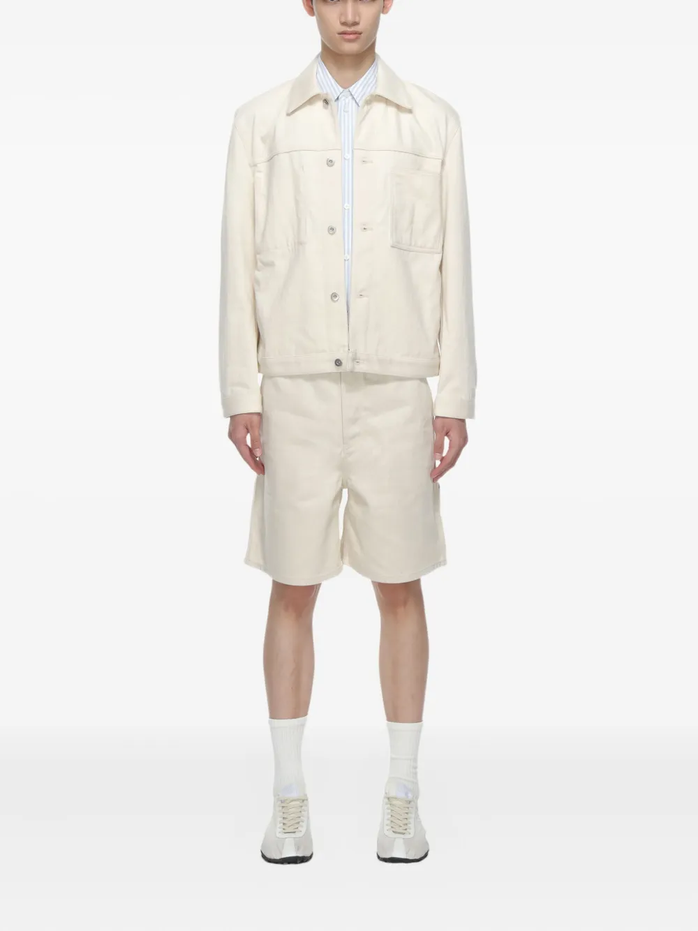 Jil Sander Patch-pocket Cotton Jacket In Neutral