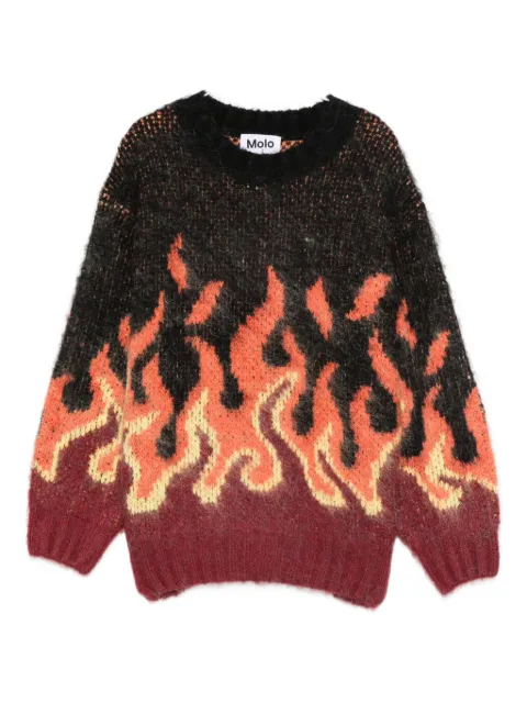 Molo pull à motif flamme en intarsia