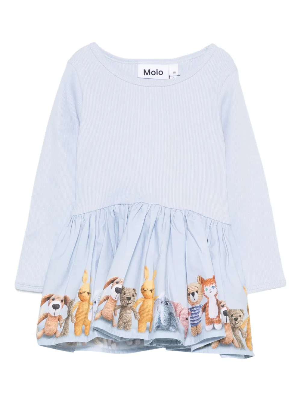 Molo Ribgebreide jurk met dierenprint Blauw