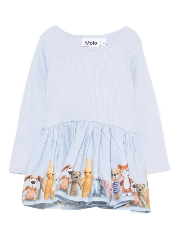 Molo ribbed-knit animal-print Dress | Blue | FARFETCH