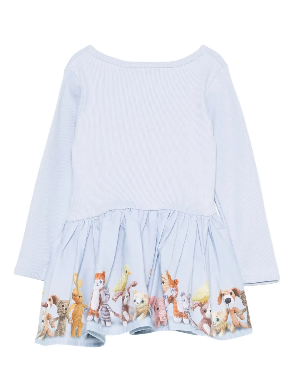 Molo Ribgebreide jurk met dierenprint Blauw