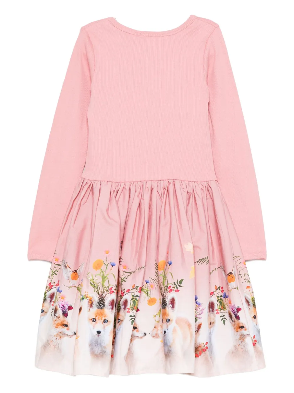Molo Geribbelde jurk met vossenprint Roze