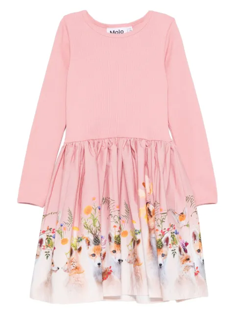 Molo ribbed fox-print dress