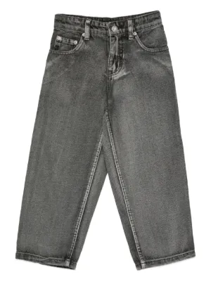 Emporio Armani Kids Calça Jeans Baggy Efeito Desbotado | Preto
