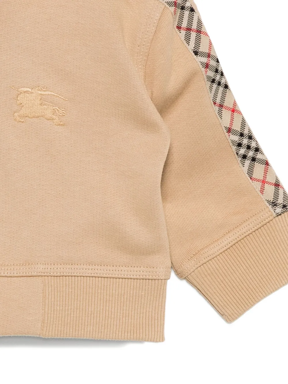 Burberry Kids check-panel hooded top Beige