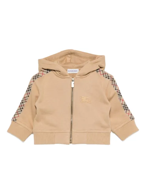 Burberry Kids top med hætte og ternet panel