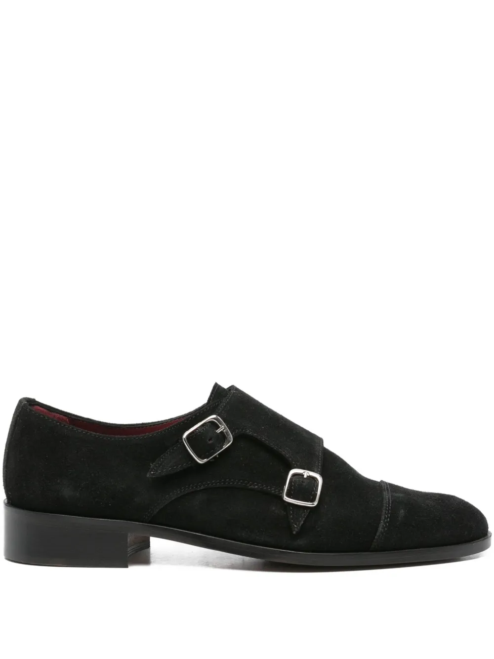 double-buckle suede monk shoes