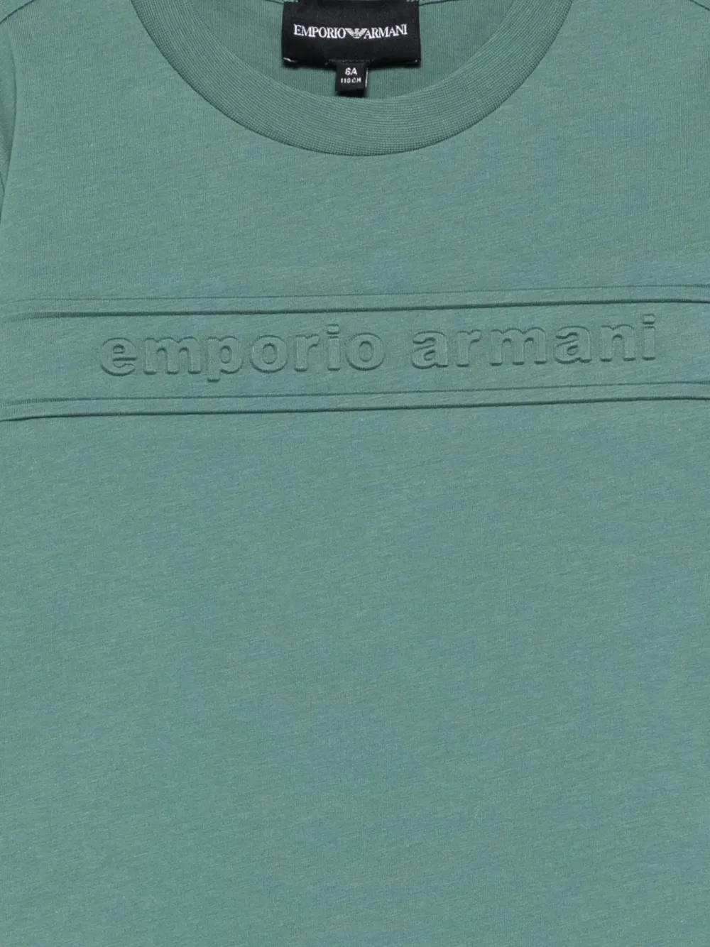 Emporio Armani Kids embossed-logo cotton t-shirt Groen