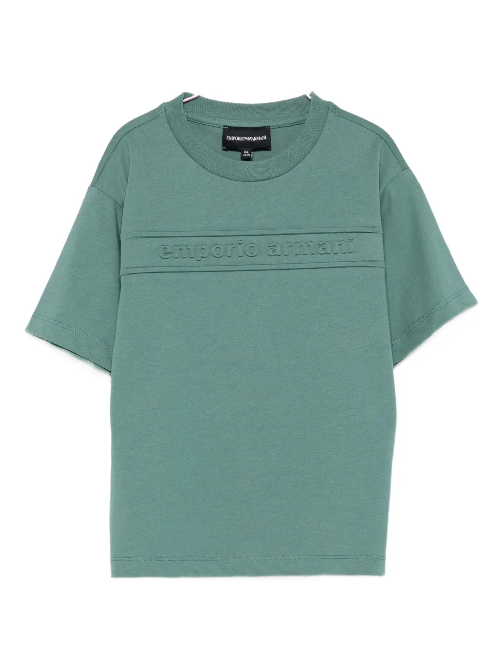 Emporio Armani Embossed-logo Cotton T-shirt In Green