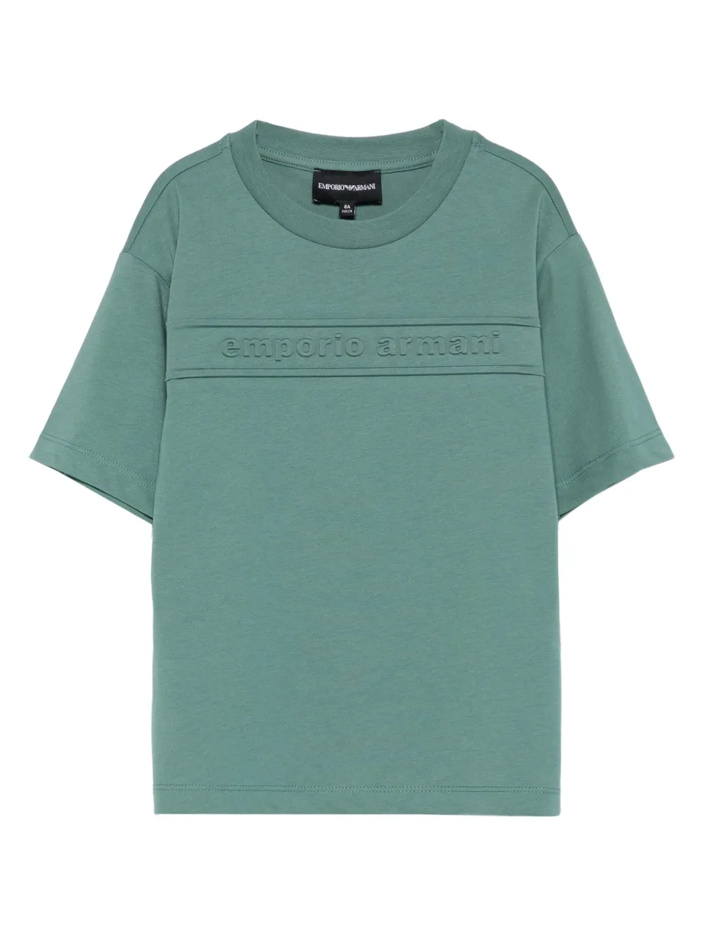 Emporio Ar i Kids embossed-logo cotton t-shirt Groen