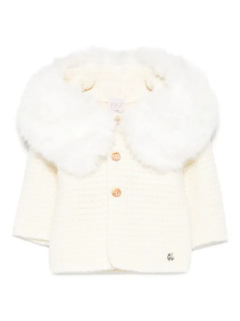 Paz Rodriguez faux-fur hooded knitted jacket