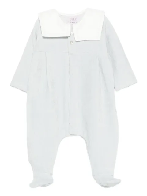 Paz Rodriguez textured-cotton peter pan collar babygrow