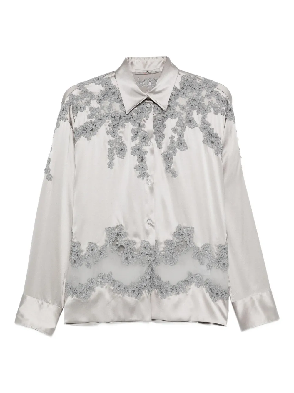 Ermanno Scervino Camicia in seta con pizzo - Grigio
