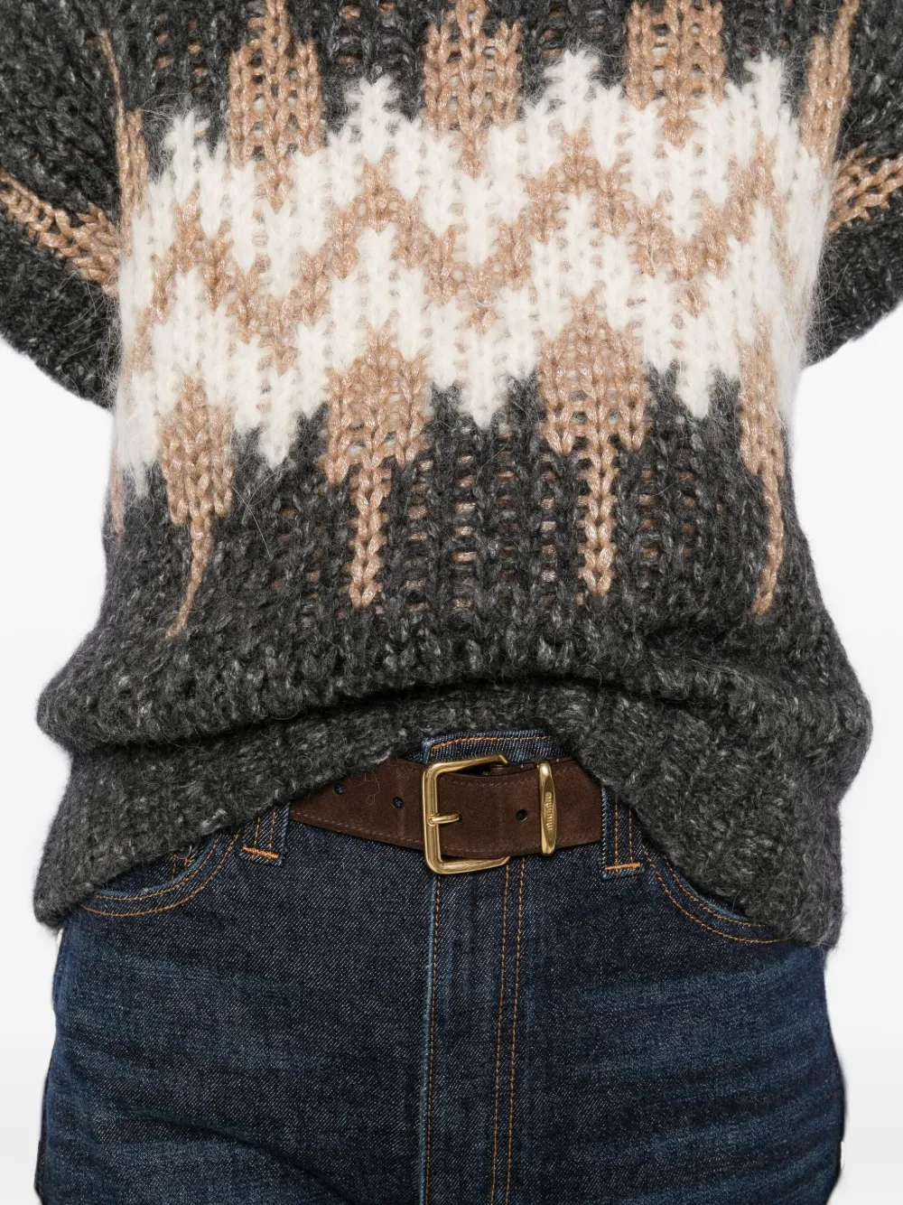 Peserico geometric-pattern knit sweater Grijs