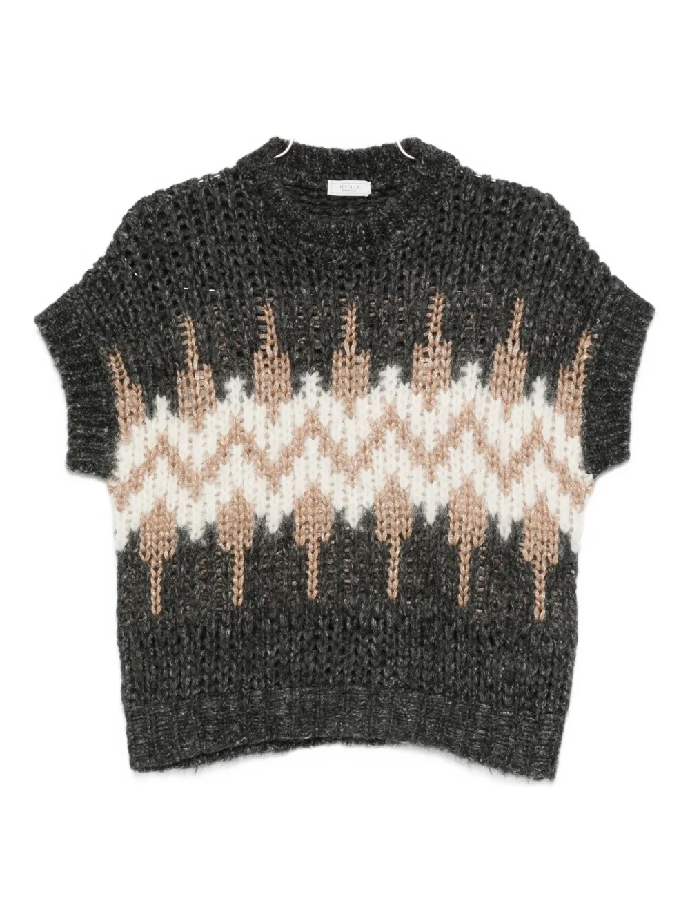 Peserico geometric-pattern knit sweater Grijs