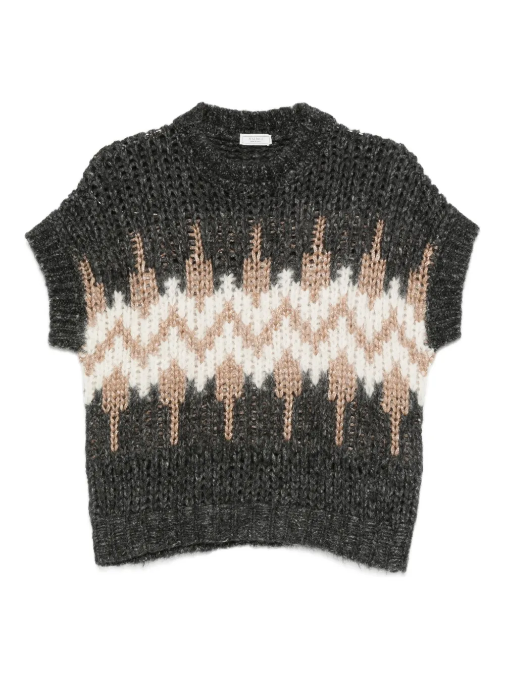 Peserico geometric-pattern knit sweater Grijs