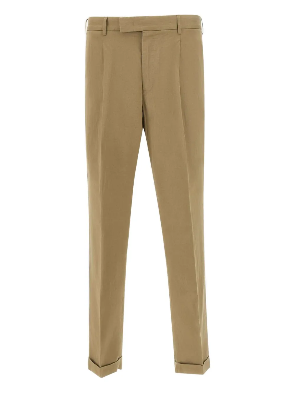 PT Torino Geplooide broek met omgeslagen pijpen Beige