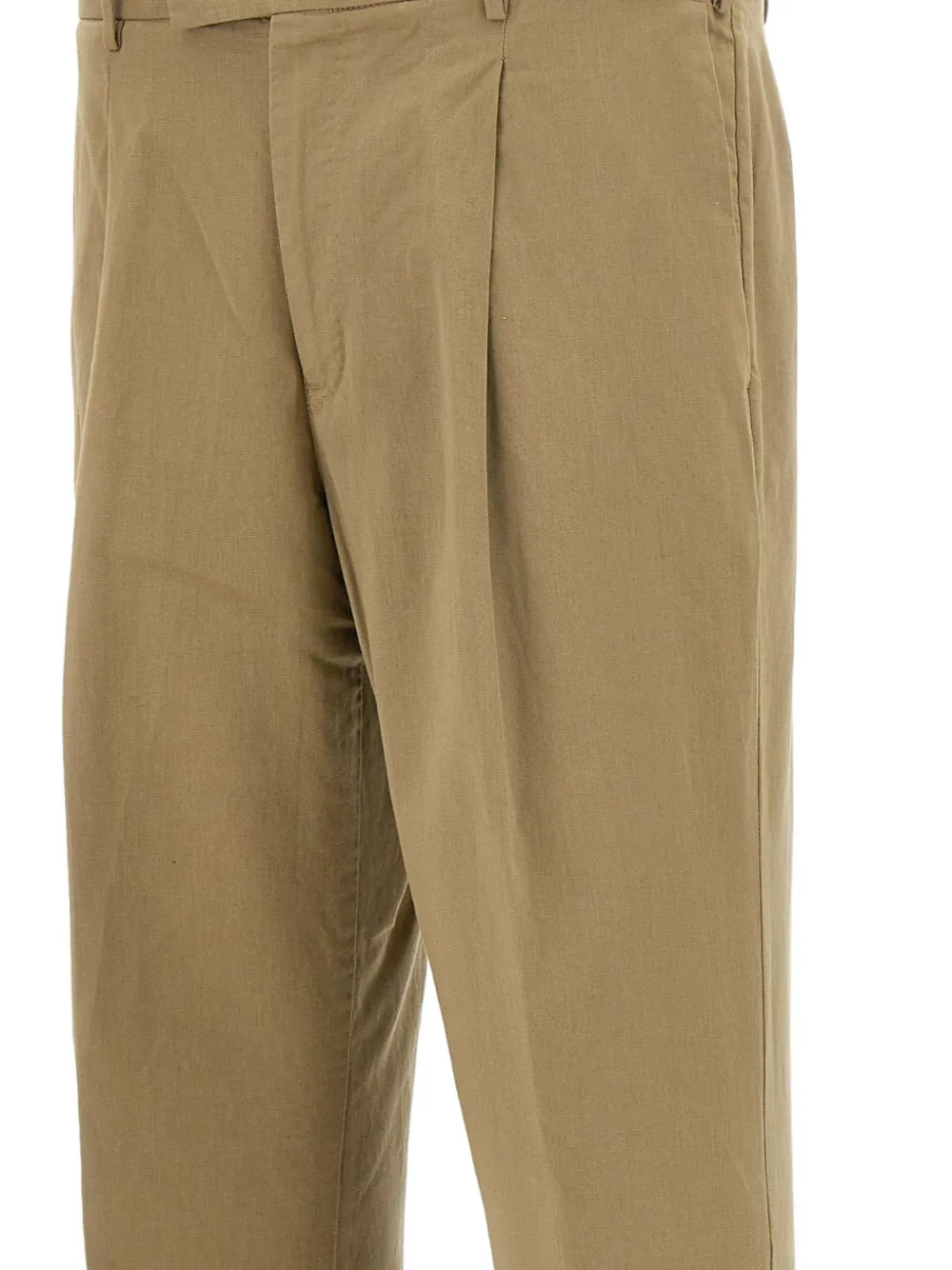 PT Torino Geplooide broek met omgeslagen pijpen Beige