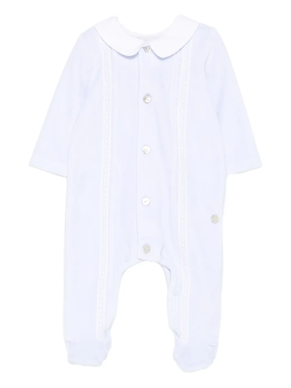 Paz Rodriguez Peter Pan Collar Lace-trimmed Jumpsuit In Blue