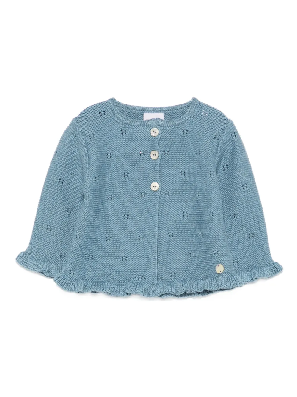 Paz Rodriguez ruffled eyelet-detail cardigan | Blue | Image 1
