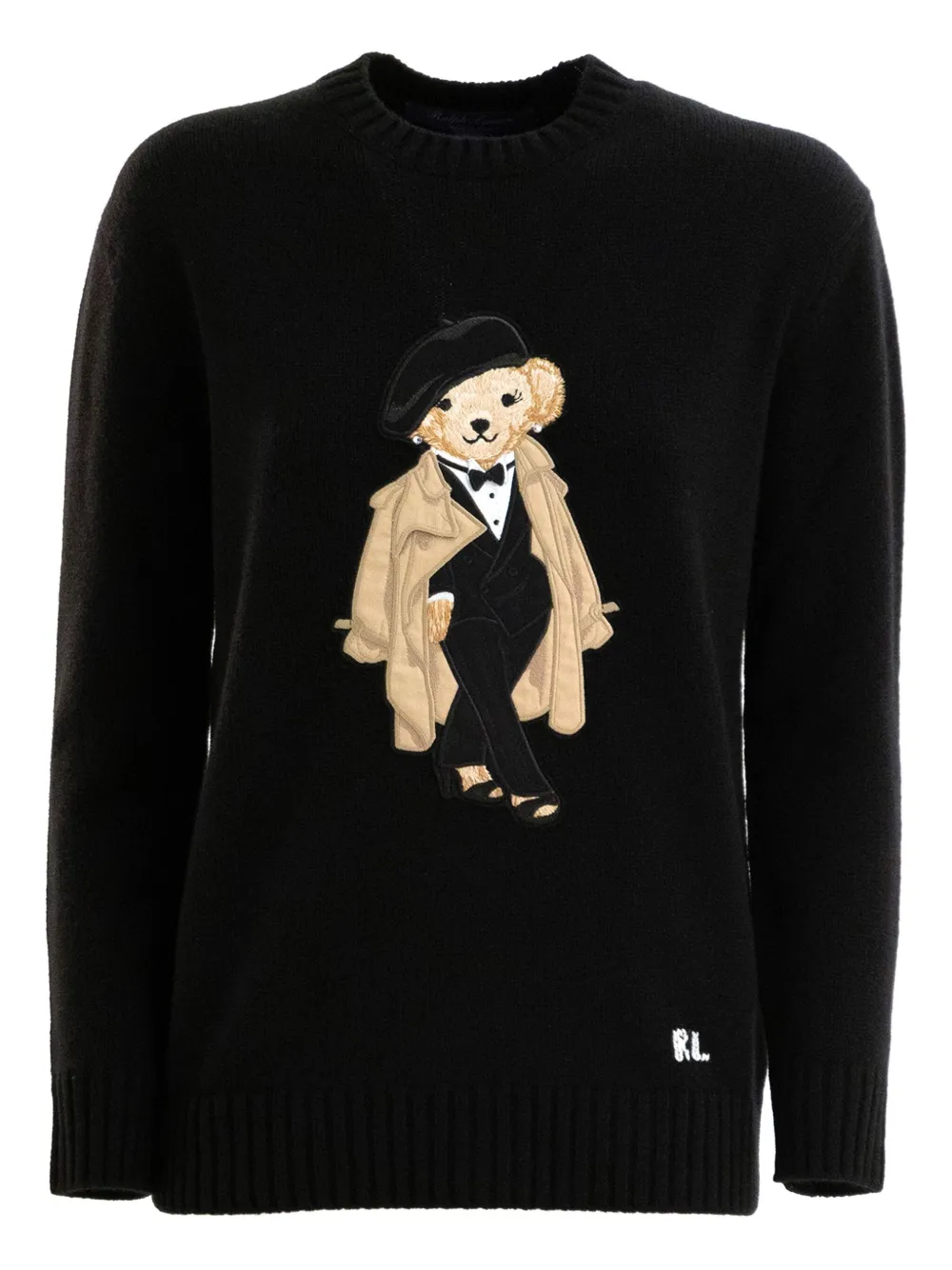 Polo Ralph Lauren bear-embellished crew-neck sweater | Black | Image 1