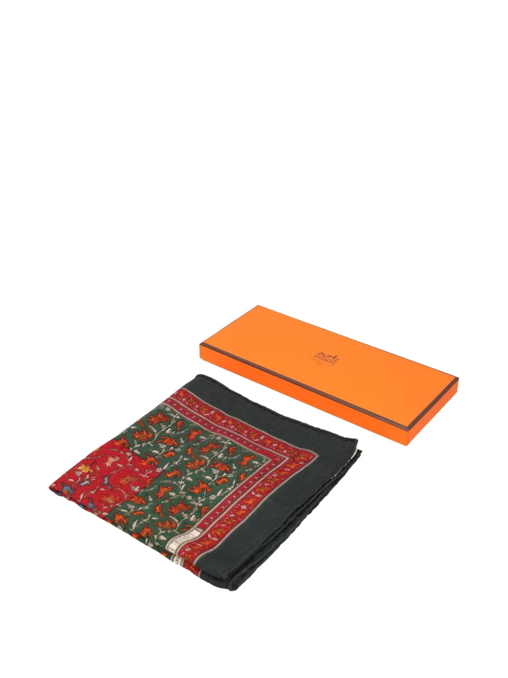Pre-owned Hermes Chasse En Inde Scarf In Red