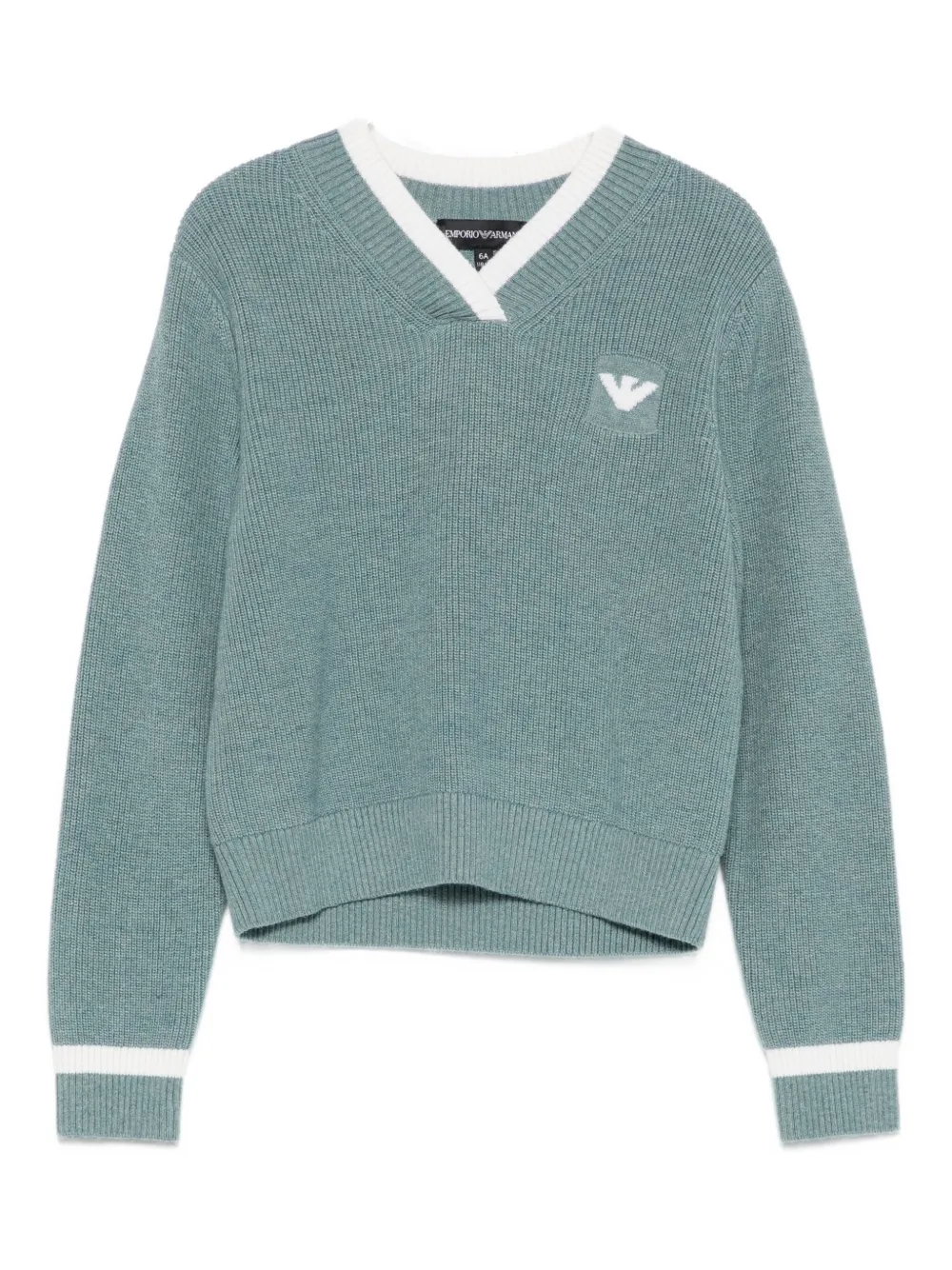 Emporio Ar i Kids logo ribbed sweater Blauw