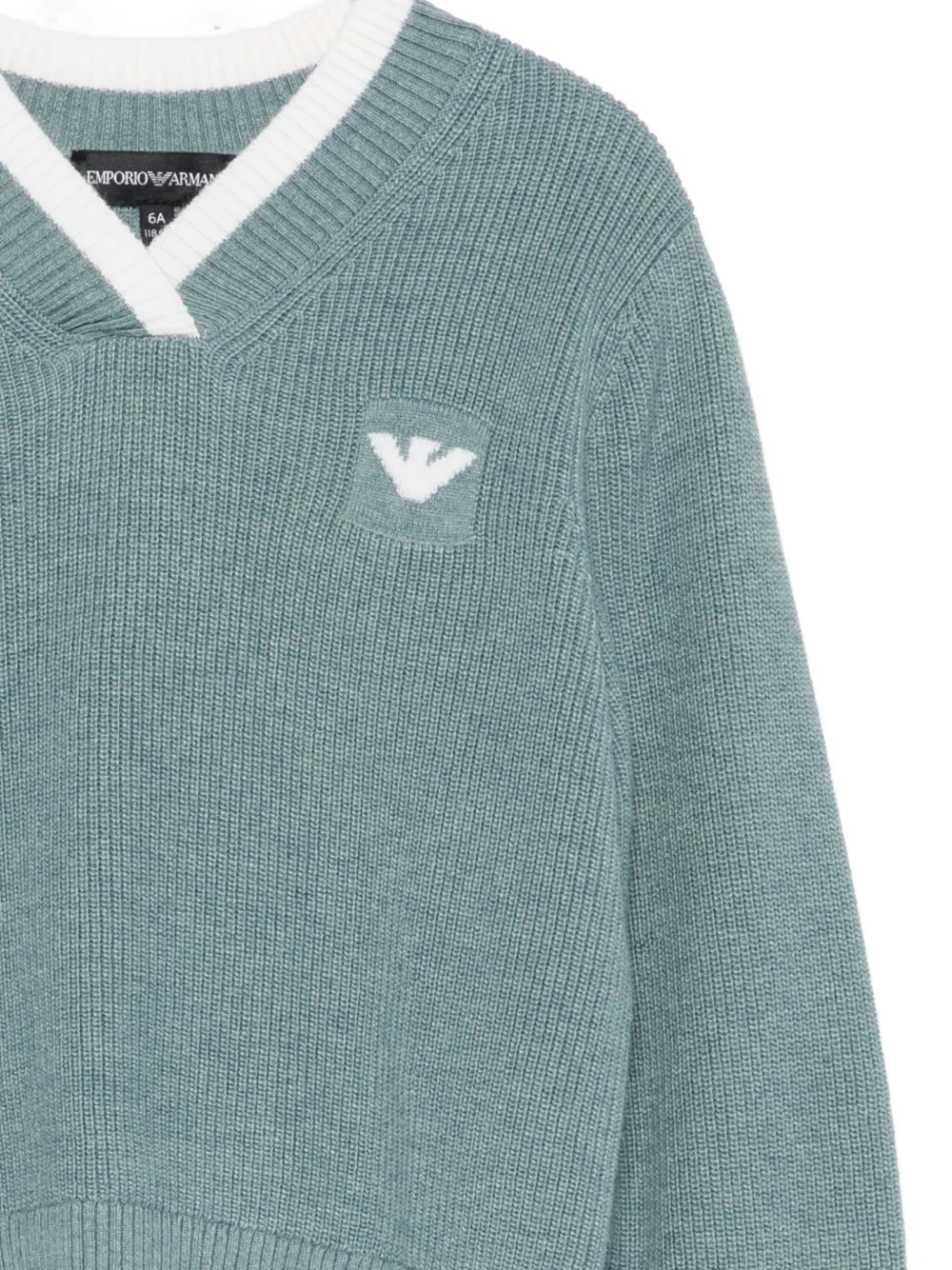 Emporio Armani Kids logo ribbed sweater Blauw