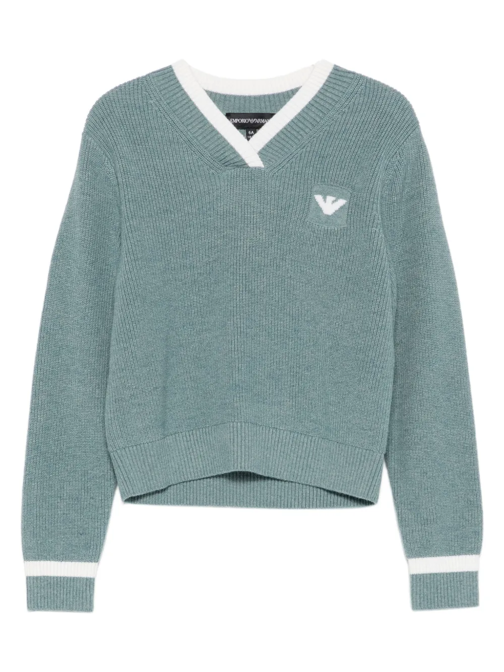 Emporio Armani Kids logo ribbed sweater Blauw