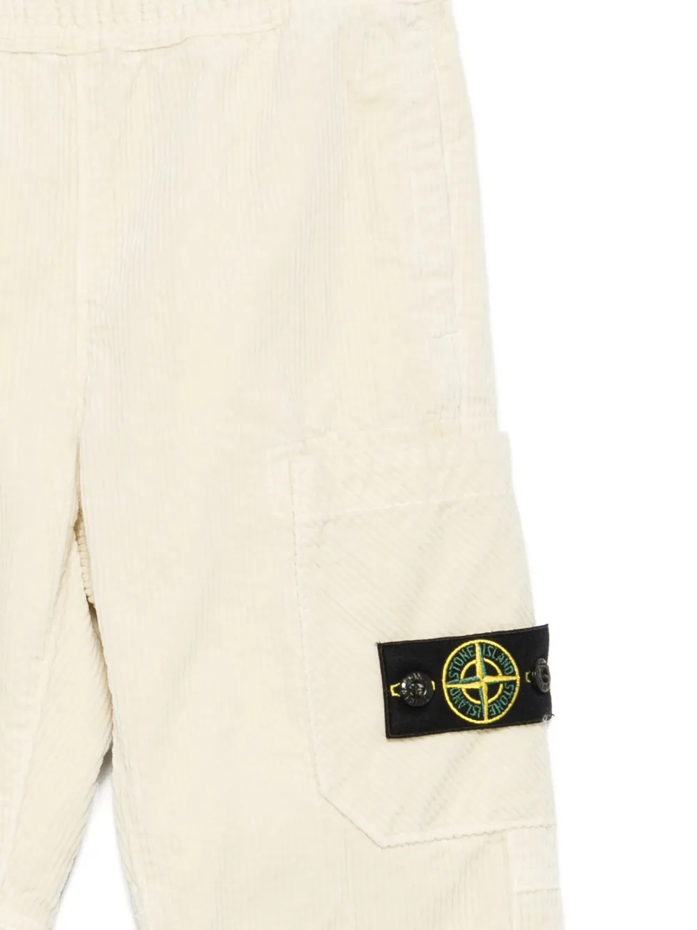 Stone Island Junior Ribfluwelen broek met patch zak Beige